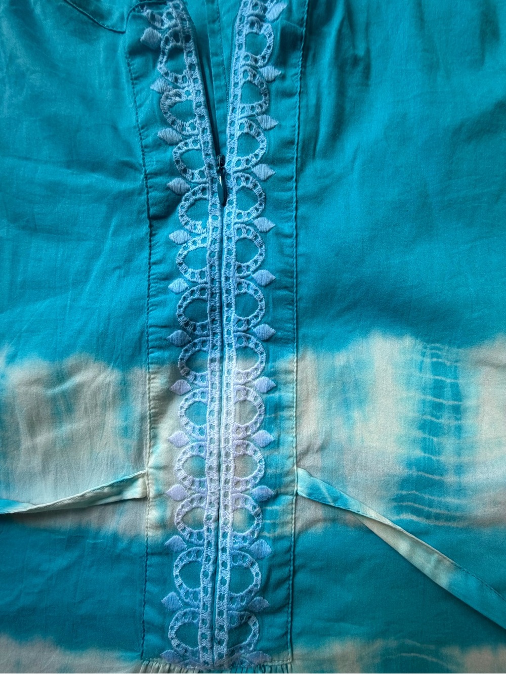 Athleta Surfer Girl Embroidered Boho Swim Coverup Dress Blue Tie Dye Size 2X - Picture 5 of 13
